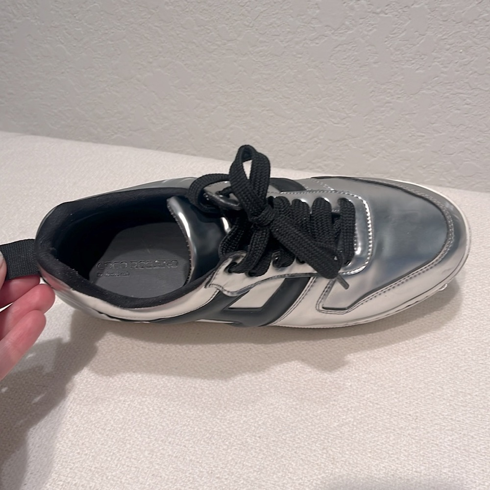 Coco Rossino Silver and Black Platform Sneakers - Picture 3 of 13